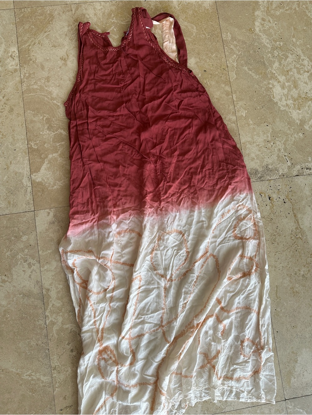 Women's Ombre Maxi Dress in Wine and White